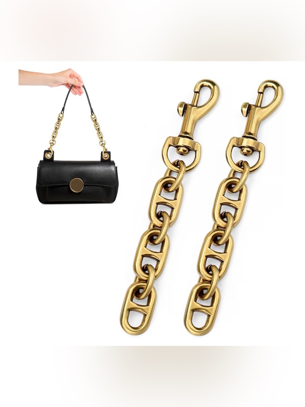 Handbag Antique Gold Chain Strap Extenders (2) Set
